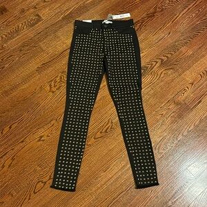 Alice + Olivia Black Skinny Gold Studded Jeans